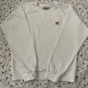 Maison Kitsune Logo Women’s Crewneck Sweatshirt Size Large in White